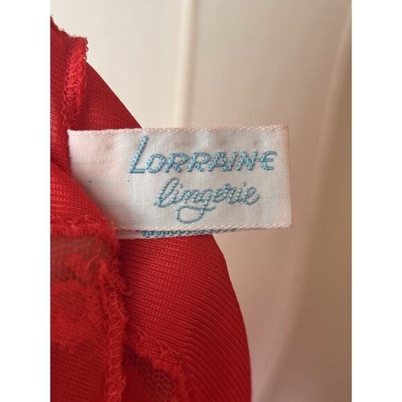 Womans Vintage Nightgown Nighty Sheer Lingerie Lorraine Short Red Size Small 70s - Picture 8 of 8